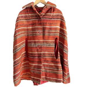 70s Vintage AROLA | Orange Finnish Wool Woven Cape Retro, Boho | One Size